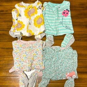 24 month Carter footie girl pajamas lot of 6